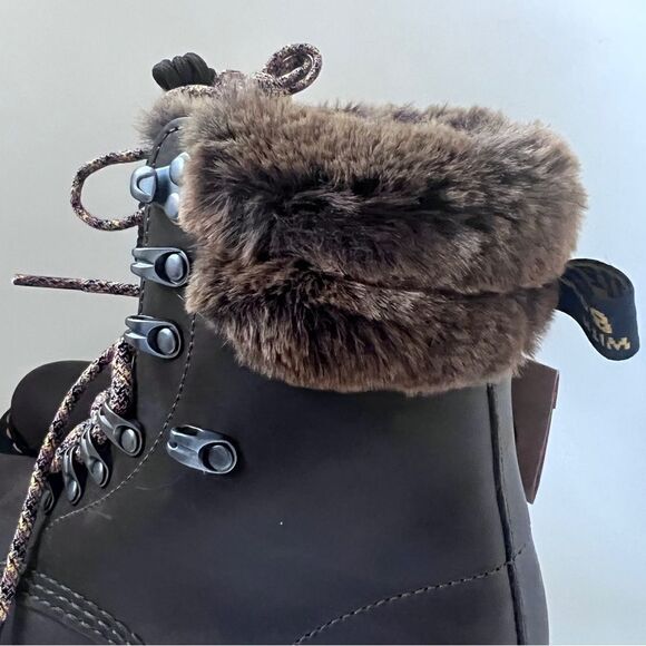 Dr Martens 1460 Serena Faux Fur Trim Boot in Khaki Gray US 7 EU 38 NEW - Picture 10 of 11